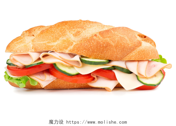 白色背景下的美味三明治白色背景的美味火腿三明治